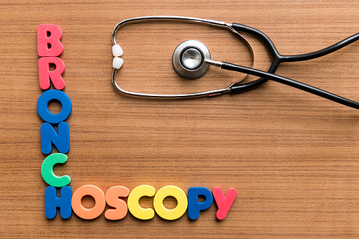 Bronchoscopy   colorful word with Stethoscope on wooden background