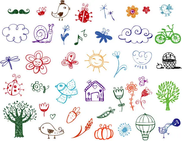 Vector illustration of Set of Eco doodles