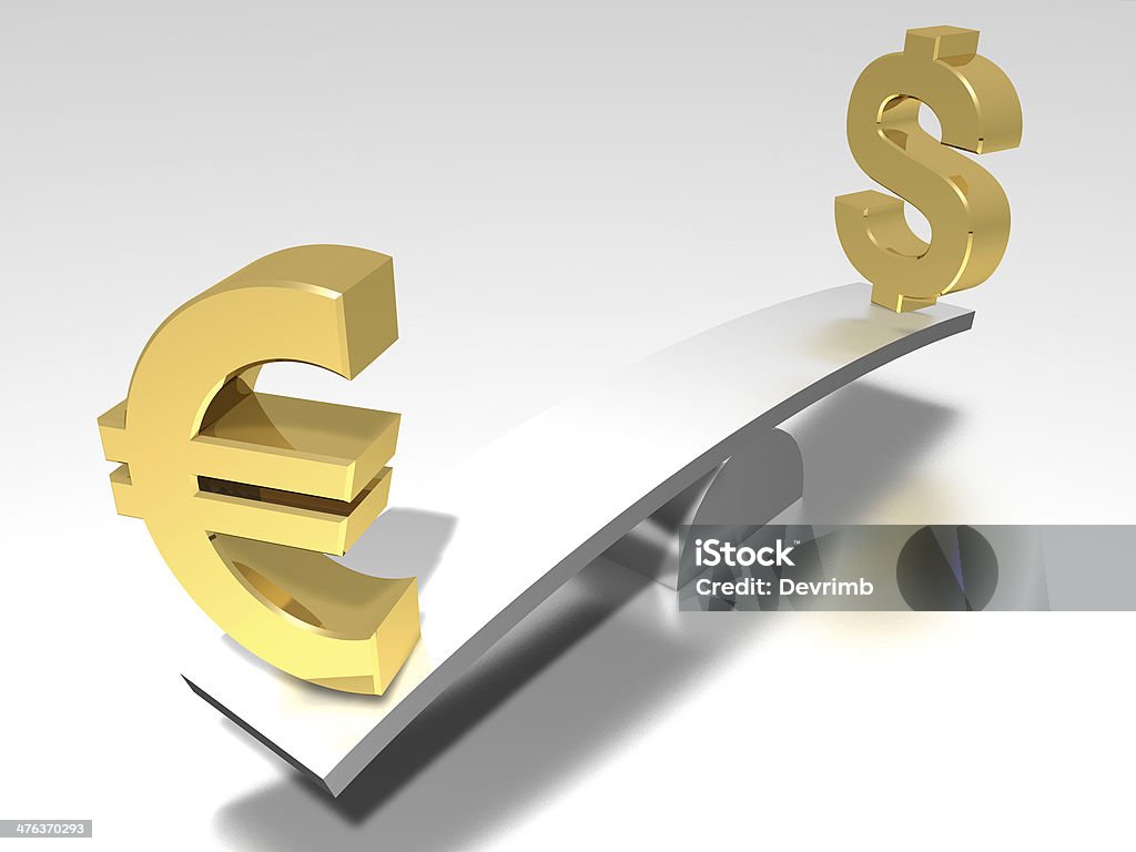 Euro frente al dólar - Foto de stock de Actividades bancarias libre de derechos