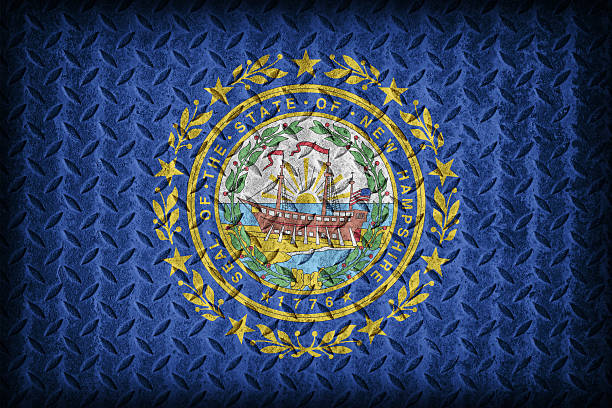 istock New Hampshire flag pattern on diamond metal plate texture ,vinta 476370856