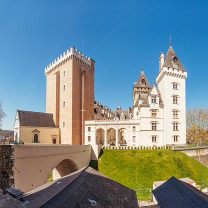 Pau, France - April 12, 2015: The castle of Pau on a sunny day