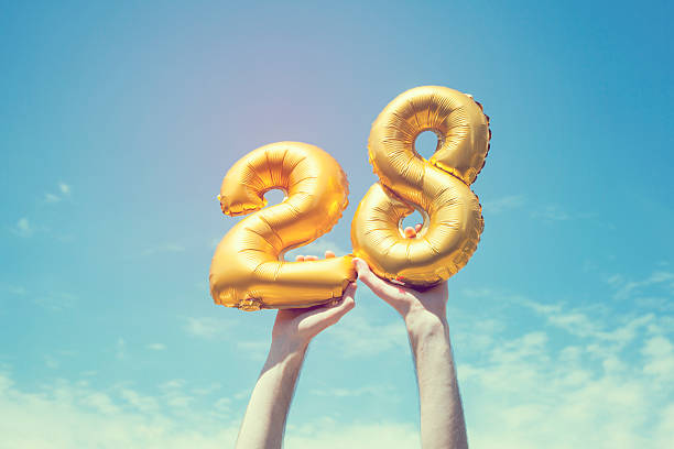 istock Gold number 28 balloon 476375368