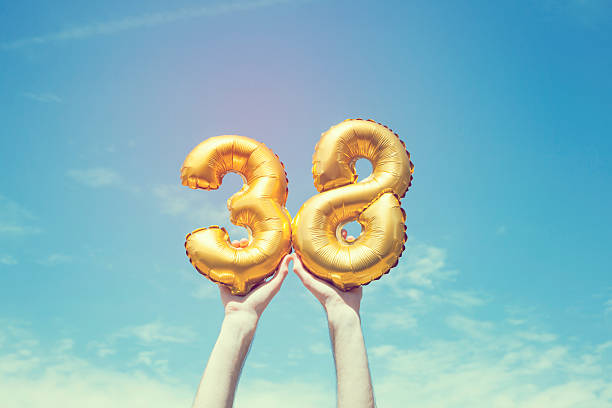 istock Gold number 38 balloon 476375382