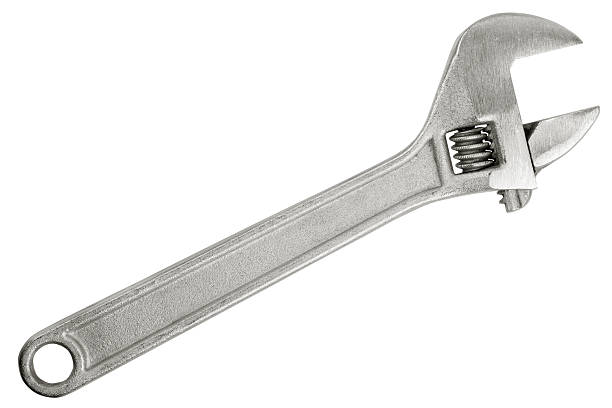 schraubenschlüssel schraubenschlüssel aus metall - adjustable wrench wrench isolated work tool stock-fotos und bilder