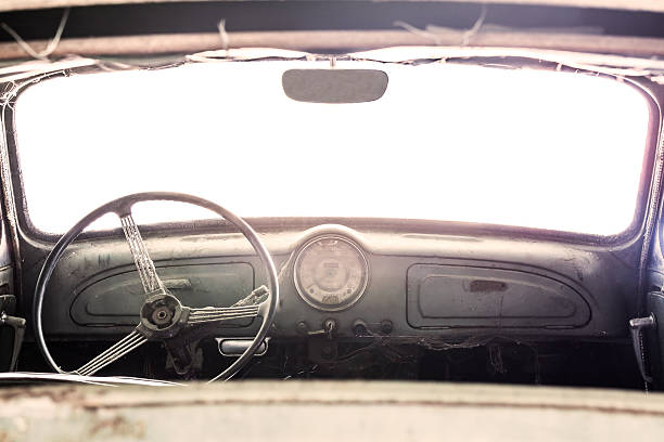 istock Interior of a classic vintage old car 476375728