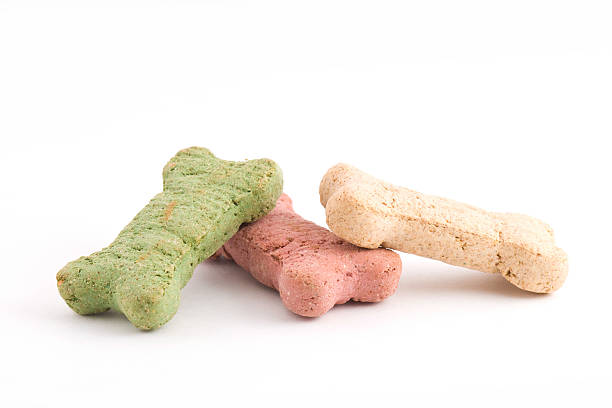 Christmas colored dog treats stock photo