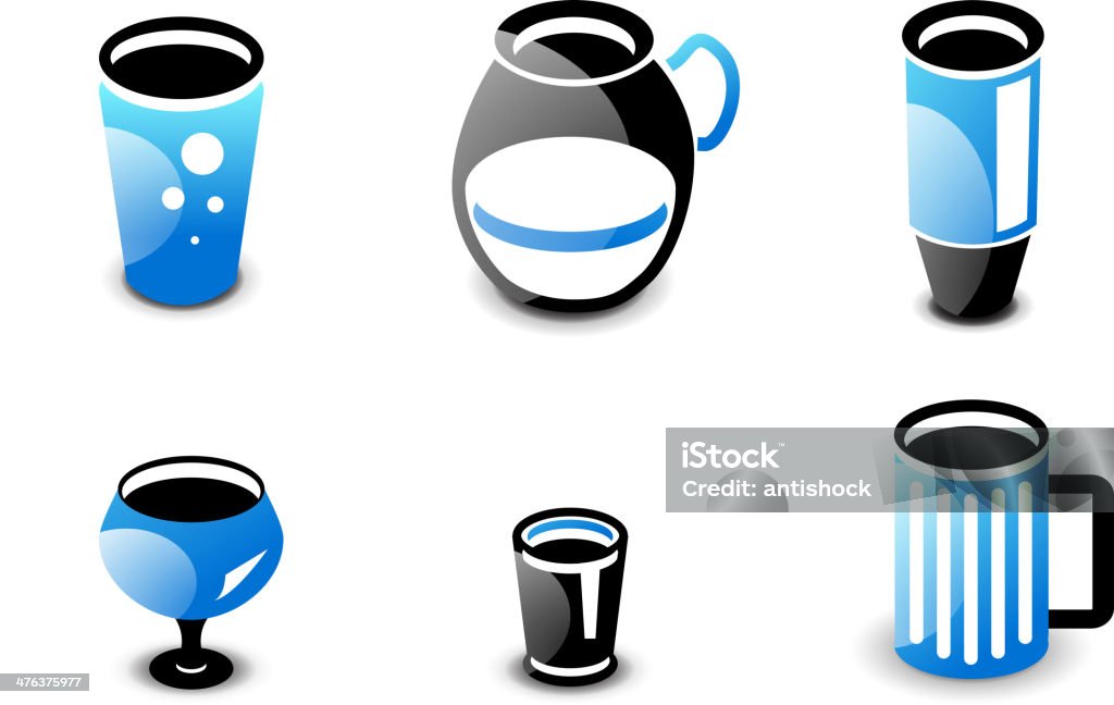 Brilhante azul e preto ícone minimalista de bebidas - Royalty-free Beber arte vetorial