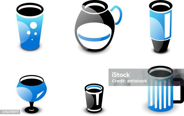 Brilhante Azul E Preto Ícone Minimalista De Bebidas - Arte vetorial de stock e mais imagens de Beber