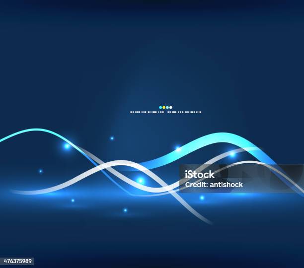 Блестящий Синий Светящихся Линий Фон — стоковая векторная графика и другие изображения на тему Электричество - Электричество, Абстрактный, Без людей