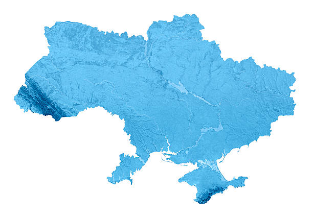 Ukraine Topographic Map Isolated 3D render and image composing: Topographic Map of Ukraine. Isolated on White. High quality relief structure! dnieper river stock pictures, royalty-free photos & images