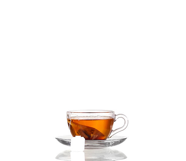 istock Cup of tea with teabag on white background 476379504