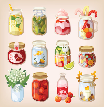 Variety of mason jars with different items in them showing how to use it