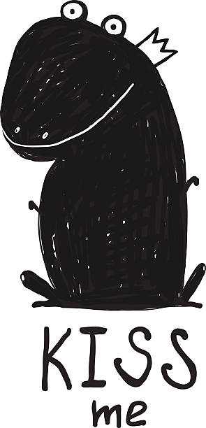 ilustrações de stock, clip art, desenhos animados e ícones de príncipe sapo beijo-me preto e branco desenho - book magic picture book illustration and painting