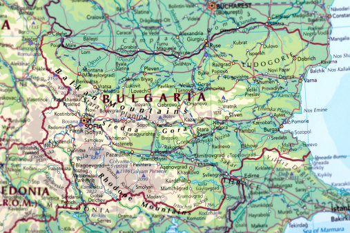 Map of Bulgaria. 