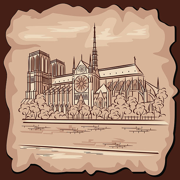 paris  landmarks - notre dame stock illustrations