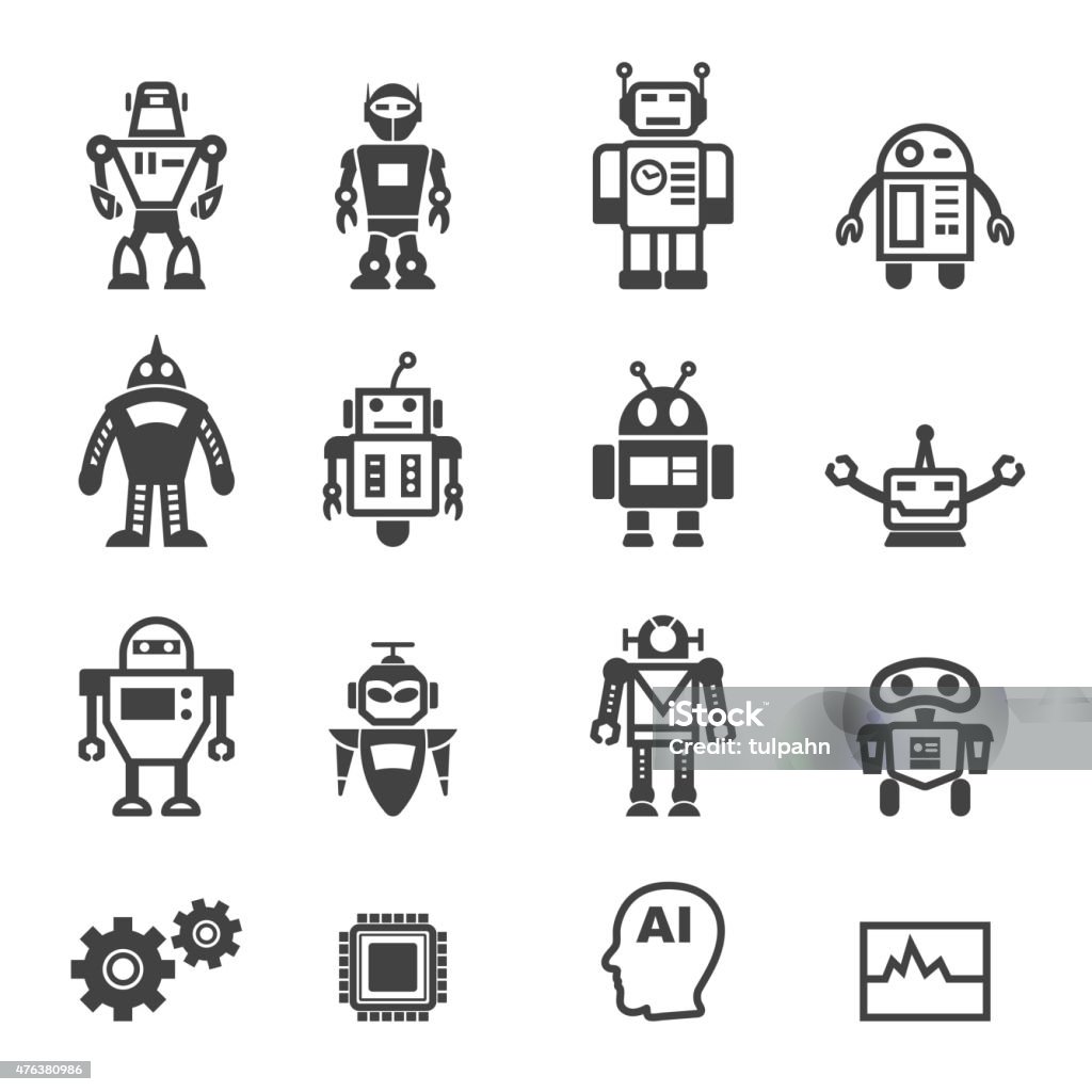 robot icons robot icons, mono vector symbols Robot stock vector