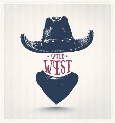 Cowboy hat and scarf, wild west. Illustration contains transparency and blending effects, eps 10
