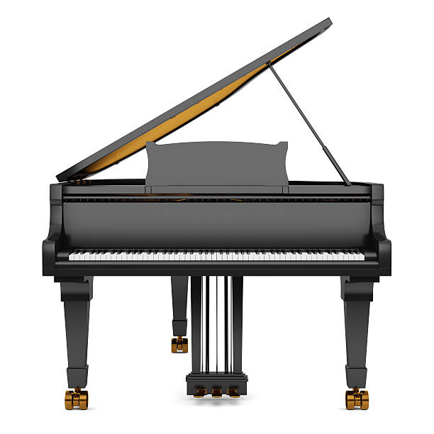 black grand piano isolated on white background black grand piano isolated on white background grand piano stock pictures, royalty-free photos & images