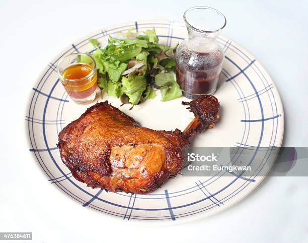 Roasted Chicken On A Plate Stock Photo - Download Image Now - Brown, Chicken Drumstick, Close-up