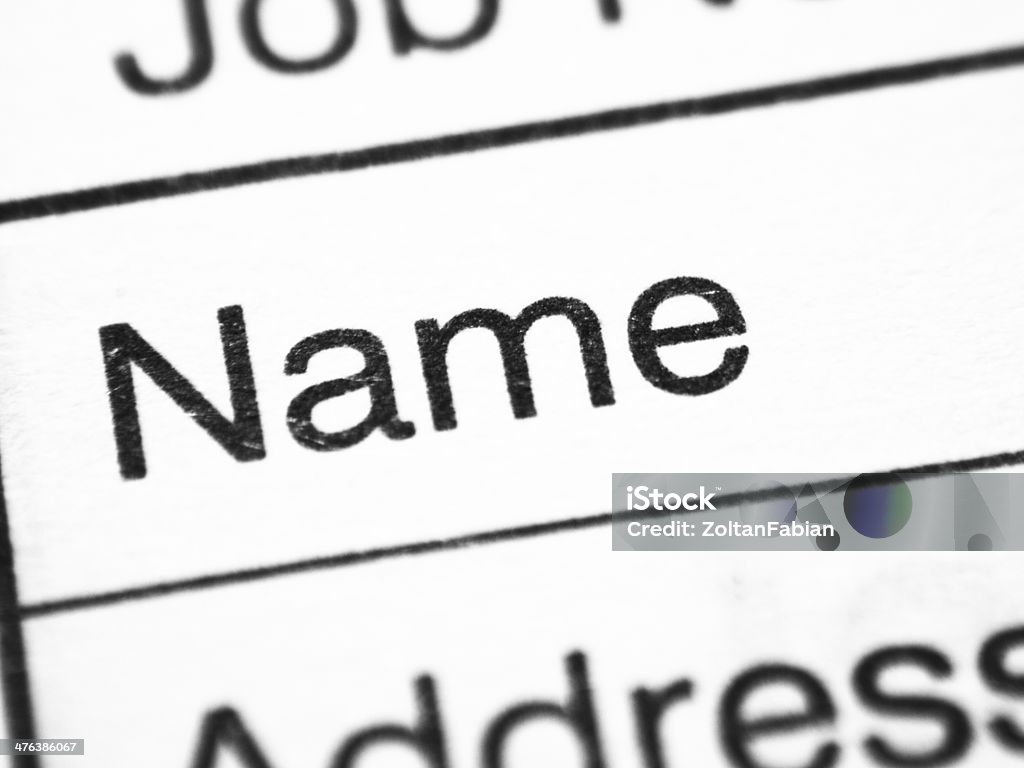 Name Contract or report form close up with customer's name. Agreement Stock Photo