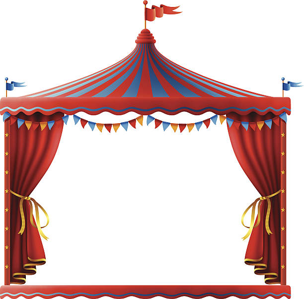 ilustrações, clipart, desenhos animados e ícones de de circo palco - circus circus tent carnival tent