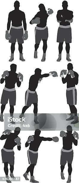 여러 개의 이미지를 Boxer In Action 권투-스포츠에 대한 스톡 벡터 아트 및 기타 이미지 - 권투-스포츠, 검은색, 격투기