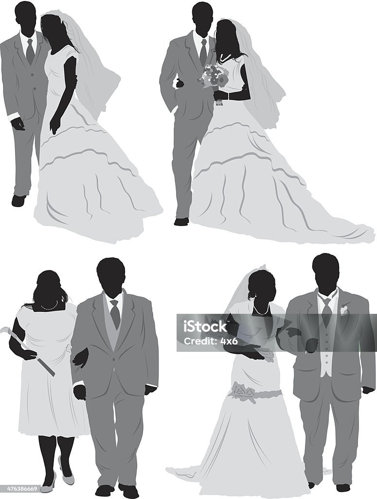 Sylwetka nowożeńcy, pary - Grafika wektorowa royalty-free (Białe tło)