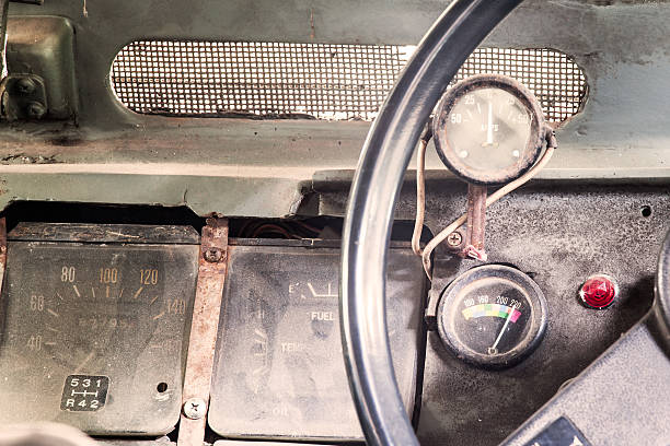 istock Interior of a classic vintage old car 476387894