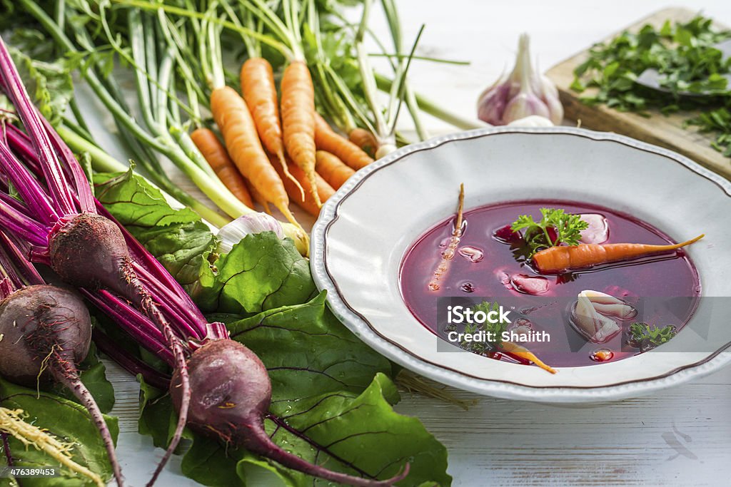 Beetroot soup made of fresh vegetables Beetroot soup made of fresh vegetables. Beet Stock Photo