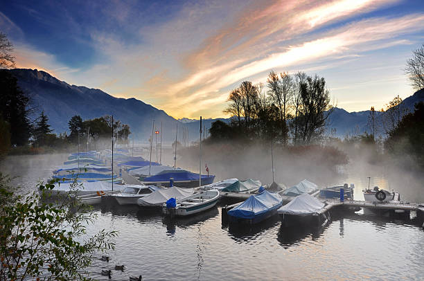 istock Foggy port in sunrise 476389551