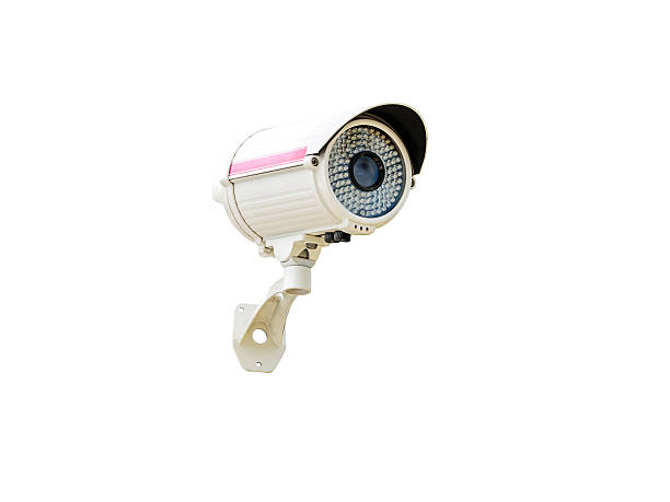 Security Camera isolated Security Camera isolated on white background home recording studio setup stock pictures, royalty-free photos & images