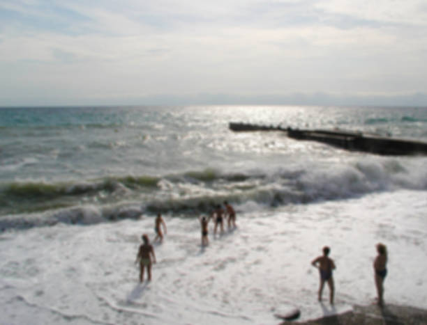 Blurry background - stormy sea from the summer vacation