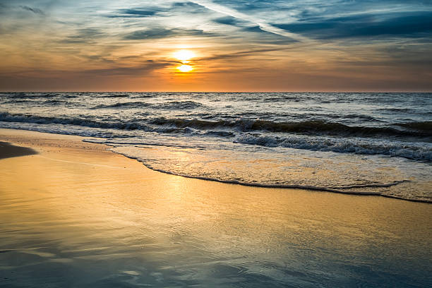 Sunset over the sea in summer