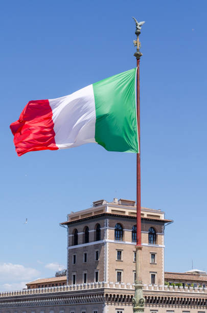 istock Italian flag blowing in the wind. 476399074