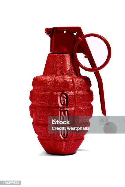 Red Gmo Hand Grenade Stock Photo - Download Image Now - Color Image, Concepts, Copy Space