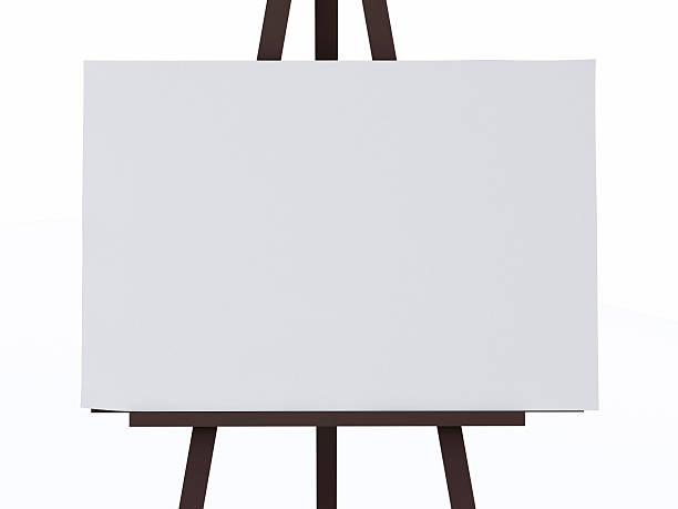 3 d tela bianca su un cavalletto. - canvas artists canvas picture frame frame foto e immagini stock