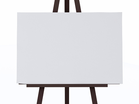 3d illustration. Blank Canvas on an Easel. Isolated white background
