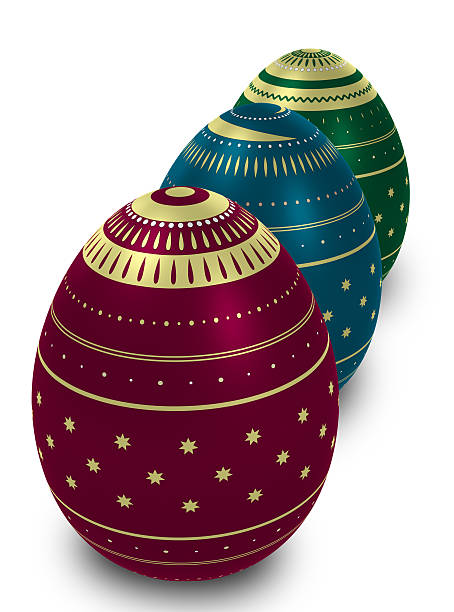 Three ornate eggs stock photo