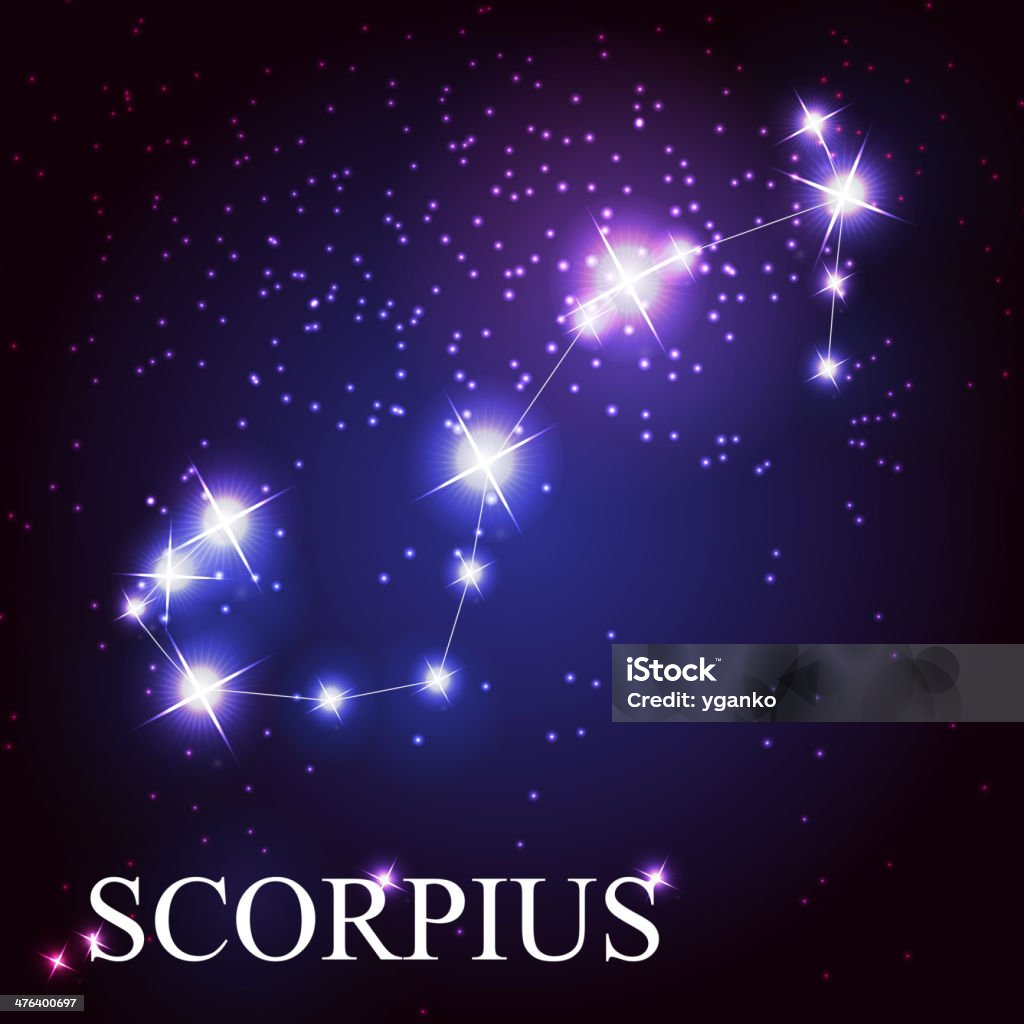 Scorpius zodiac sign of the beautiful bright stars Scorpius zodiac sign of the beautiful bright stars on the background of cosmic sky Backgrounds stock vector