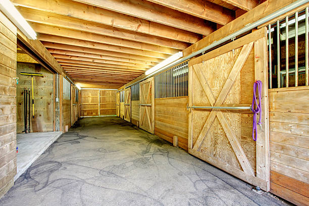 istock Large farm horse stable barn. 476400965