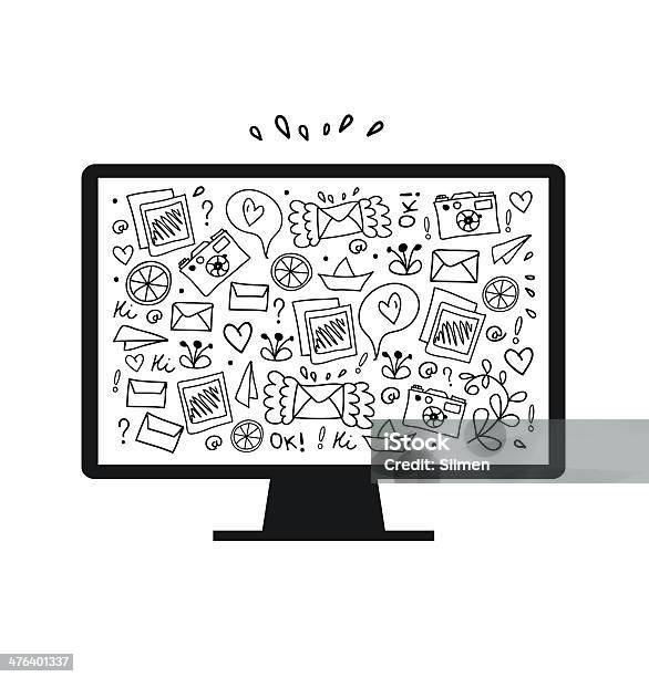 Vector Illustration Of Isolated Image Of Monitor Stock Illustration - Download Image Now - Black And White, Computer Monitor, Abstract