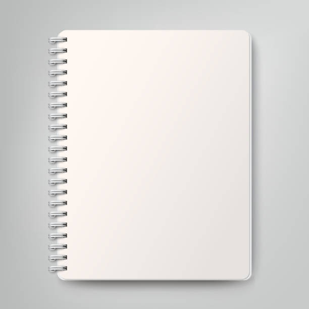 illustrazioni stock, clip art, cartoni animati e icone di tendenza di vuoto realistico blocco note a spirale, isolato su sfondo bianco - spiral notebook