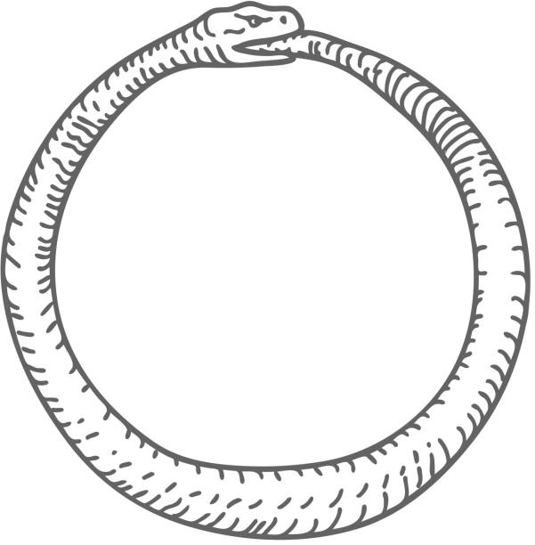 abstrakte hand drawn snake essen-pflanze vektor - ethereal spirituality concepts ancient stock-grafiken, -clipart, -cartoons und -symbole