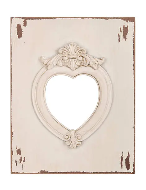 Old heart picture frame with clipping path.