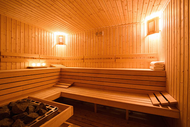Indoor sauna stock photo