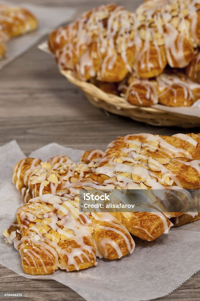 Almond Bear Claws Pastry Bear claw pastry with sliced almonds and sugar Almond Stock Photo