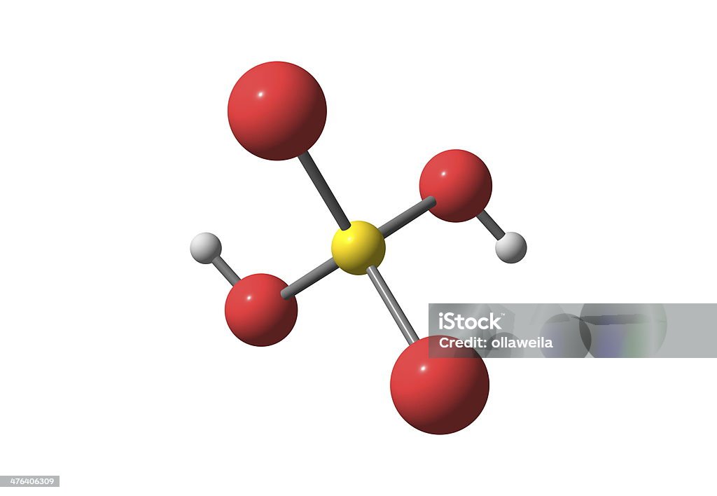 Azufre ácido estructura molecular sobre fondo blanco - Foto de stock de Análisis volumétrico libre de derechos