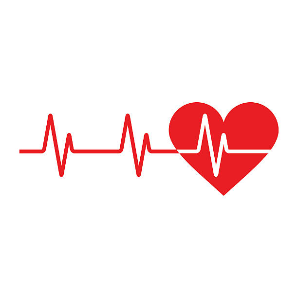 сердцебиение значок - human heart pulse trace heart shape healthcare and medicine stock illustrations