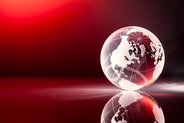 Red crystal ball on white background