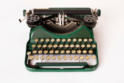 Color Image of Green, Vintage Manual Typewriter, With White Background